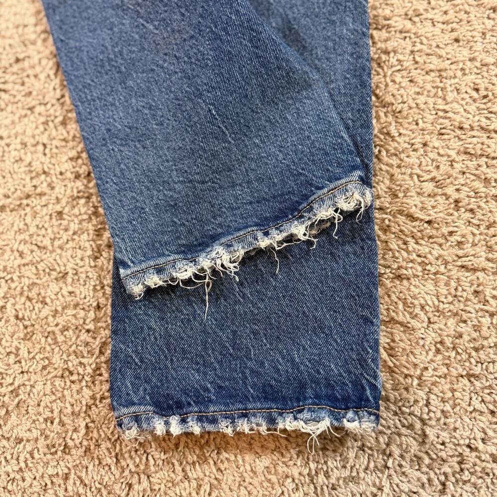 American Eagle Womens High Rise Stretch Jeans Size 6 Medium Wash Raw Hem - Picture 4 of 8